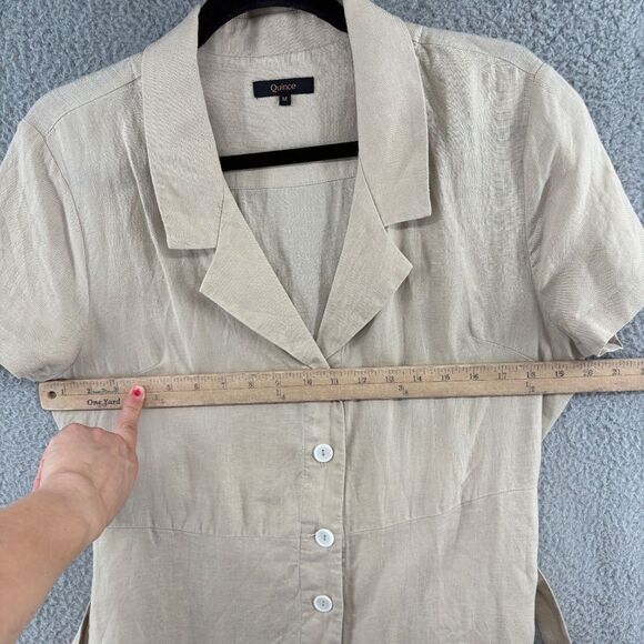Quince 100% European Linen Button Front Dress Driftwood Beige Medium - Picture 9 of 15